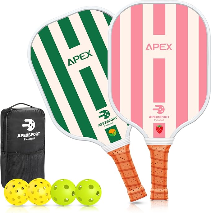 Pickleball Paddles Set of 2/4, USAPA Approved Lightweight Fiberglass Pickleball Set with 4 Pickleballs, 1 Pickleball Sling Bag, Pickleball Gifts for Women Men Beginners & Professional