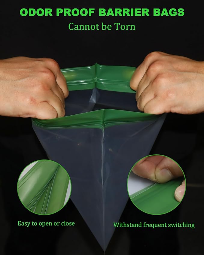 Odor Proof Storage Bags - 9 x 10 Inch Odor Food Bags for Backpacking, Camping and Home Organization - Reusable Smell Proof Bag Waterproof and Double Zip(2 Pack)