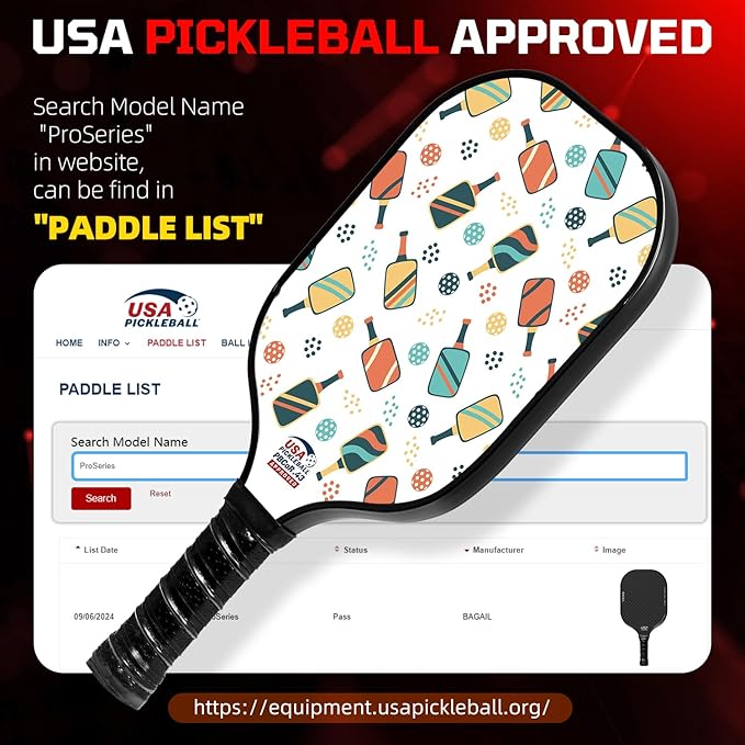 BAGAIL Pickleball Paddles, USAPA Approved Fiberglass Surface Pickleball Set, Lightweight Pickle Ball Rackets with 4 Balls, 1 Bag, Designed in California for Traction and Stability