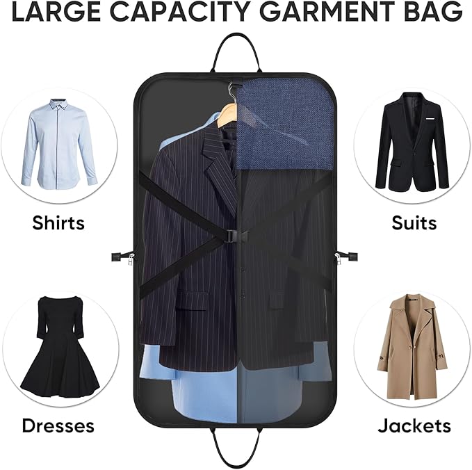 BALEINE Travel Garment Bag, Travel Suit Bag for Men, 42'' Waterproof Carry on Garment Bag for Hanging Clothes, Garment Duffel Bag for Travel Business (Blue)