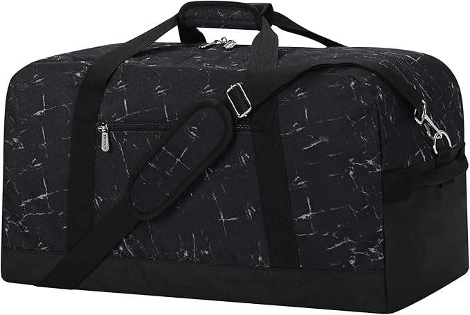 21 inch Gym Bag for Men - 40L Travel Duffel Bag Sport Duffle Bags for Weekend Overnight with Bottom Support (Marble Black）