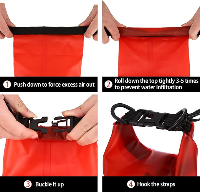 Dual Waterproof Boat First Aid Kit, Emergency Marine Kit with Buckles, Compact Boat Safety Accessories for Fishing Kayaking Boating Swimming Camping Rafting Beach Transparent Red