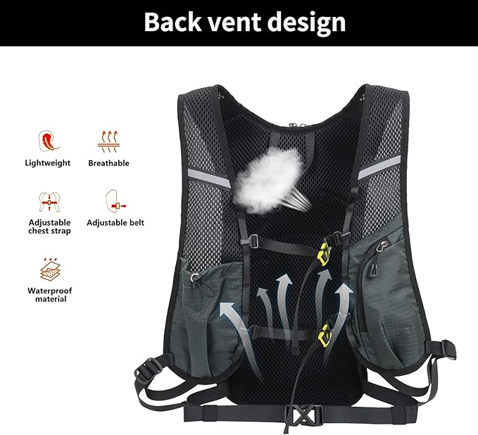 BiYiYun 15L Small Hiking Backpack Lightweight Hydration Backpack for Men Women, Warterproof Hiking Daypack for Travel Cycling