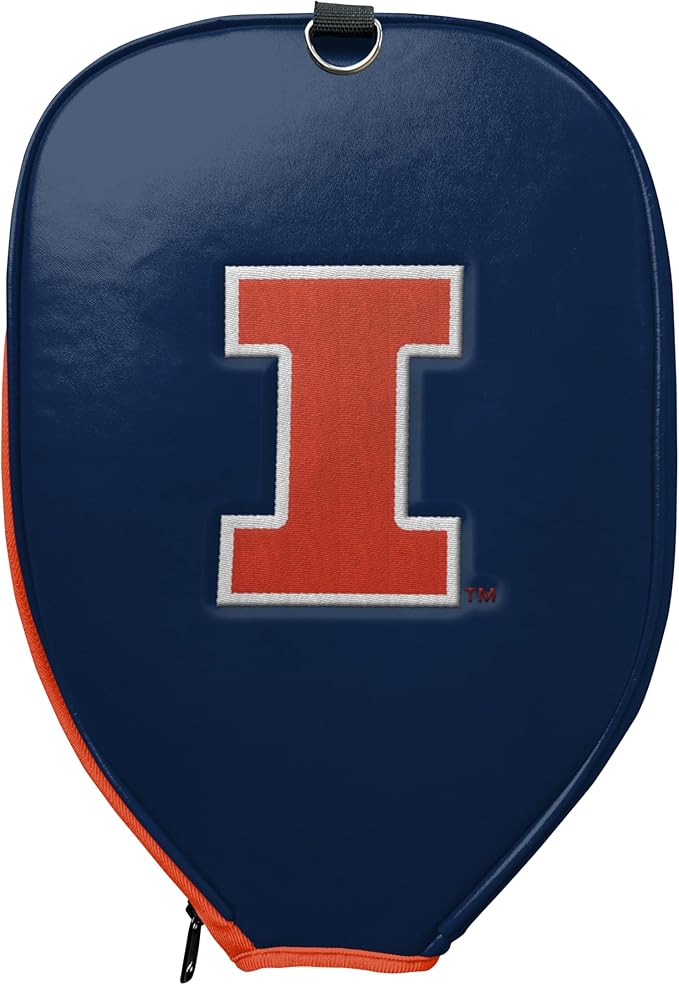 Officially Licensed Collegiate Pickleball Paddle Cover - Lightweight PU Leather Material - Durable Foam Interior Protection with Zippered Closure - Fits Most Paddles on the Market