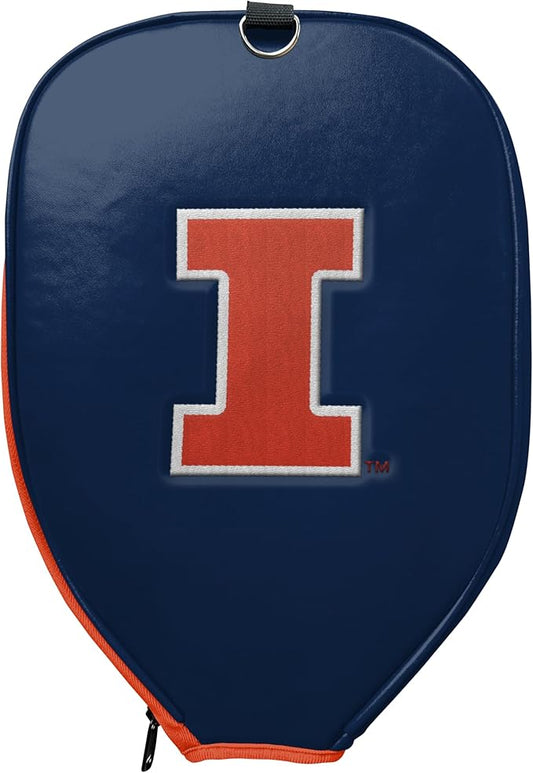 Officially Licensed Collegiate Pickleball Paddle Cover - Lightweight PU Leather Material - Durable Foam Interior Protection with Zippered Closure - Fits Most Paddles on the Market