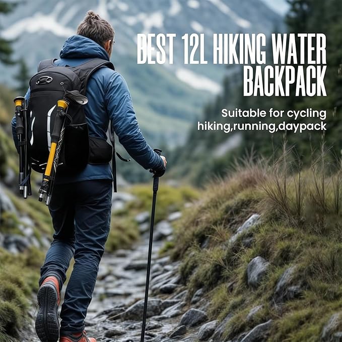 12L Hydration Backpack for Men Women,Lightweight Hydration Pack with 2L Water Bladder, Water Backpack for Cycling,Hiking,Rave,Biking and Running Outdoor Activities
