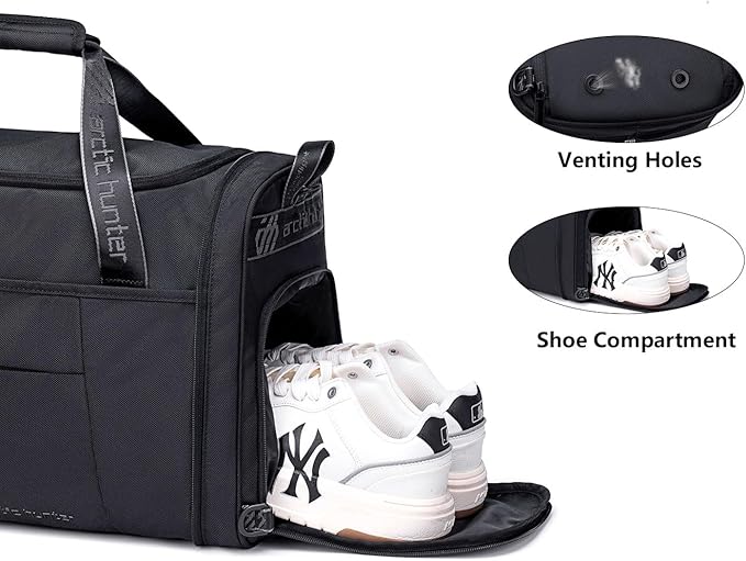 ARCTIC HUNTER AH Gym Bags for Men Women, 42L Large Travel Duffle Bag, Carry On Bag for Airplanes with Shoe Compartment for Sports, Weekend Trips, Overnight and Camping - Black