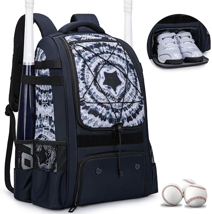Baseball Bag for Youth | Softball Backpack 50L Large Capacity with Shoe Compartment and 4 Bat Holders | Nova Flare Series