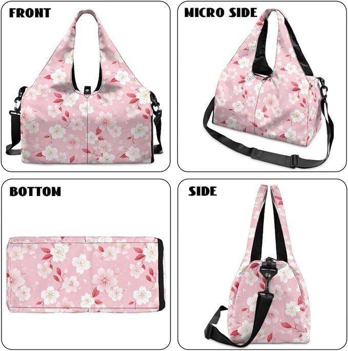 ZCFYGDX Yoga Gym Bag with Removable Adjustable Shoulder Strap, Shoe Compartment & Top Yoga Mat Holder 17.72x8.66x9.84in