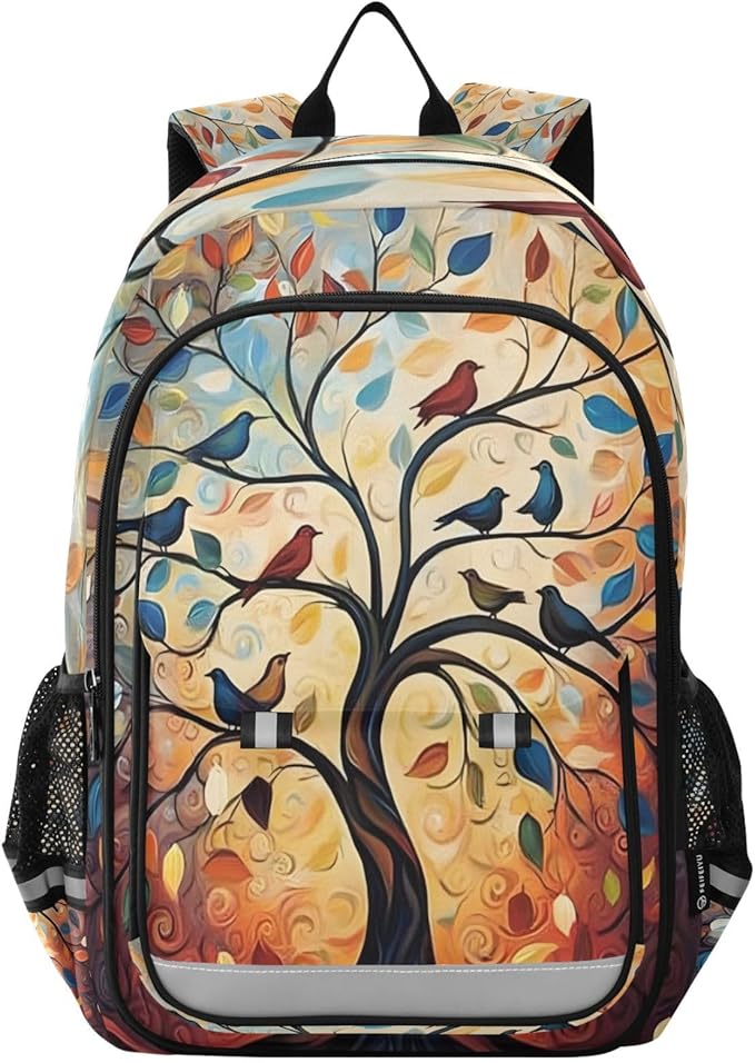 ALAZA Tree of Life Rainbow Birds Laptop Backpack Purse for Women Men School Bag 17 Inch Bookbag Student Boys Girls Travel Casual Daypack