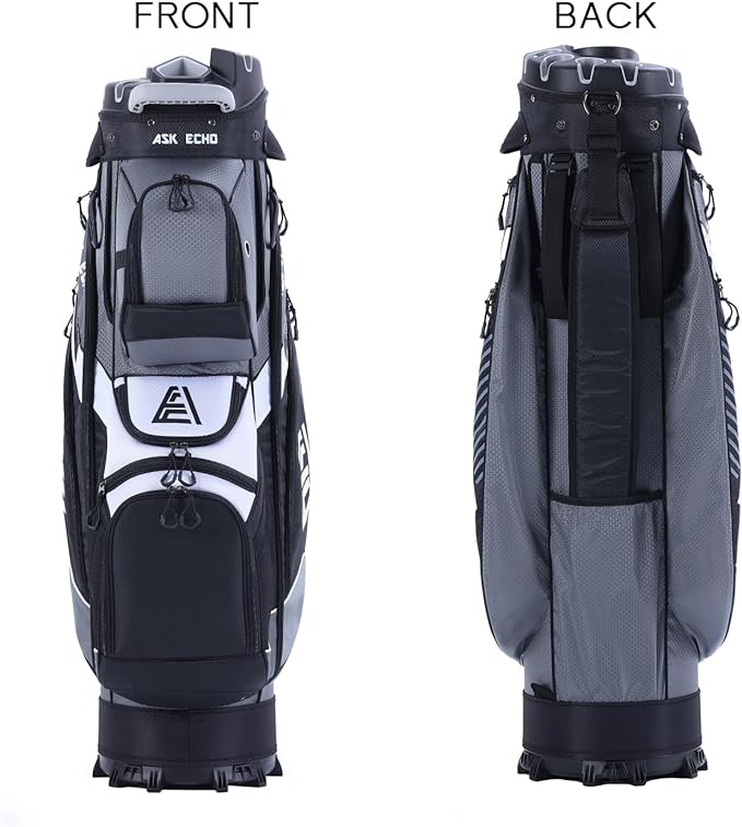 ASK ECHO T-Lock Golf Cart Bag with 14 Way Organizer Divider Top, Premium Cart Bag with Handles and Rain Cover for Men