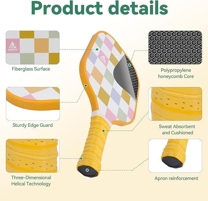 Pickleball Paddles 4 Pack - USAPA Light Graphite Premium Rackets Fiber Face & Polymer Honeycomb Core Pickleball Set with 4 Outdoor Indoor Balls Including Portable Carry Bag