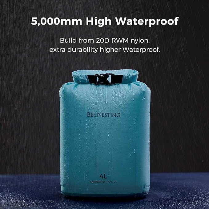 Bee Nesting Ultralight Dry Bag Set for Backpacking, Waterproof Dry Sack for Camping, Hiking, Motorcycle, Lightweight Stuff Sack Set of 3 Pack