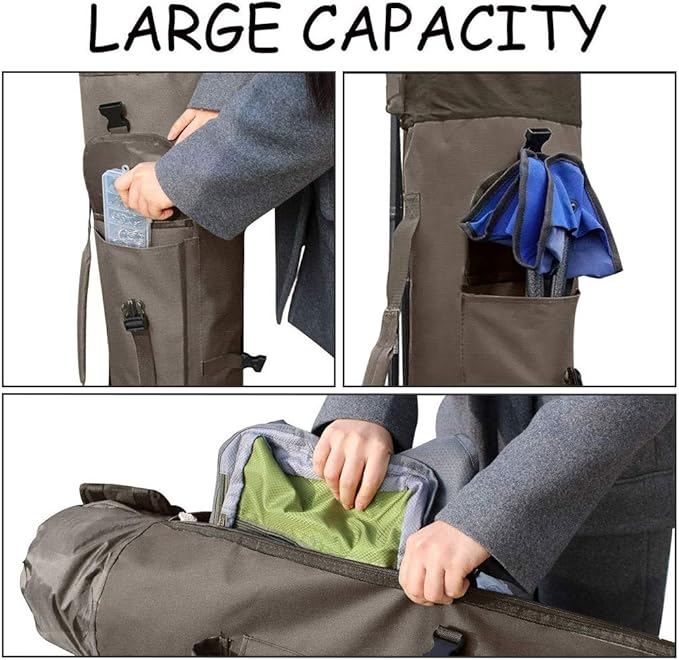 Allnice Durable Canvas Fishing Rod & Reel Organizer Bag Travel Carry Case Bag- Holds 5 Poles & Tackle