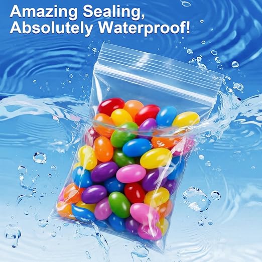 Zip Small Plastic Bags, 3x4.5 inch (100 pcs) 2 Mil, Clear Resealable Poly Bag for Jewelry, Gift, Candy, Pill, Snack, Storage, coin, Business Baggies