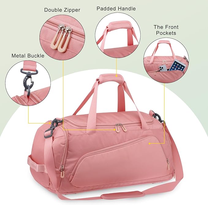 HUA ANGEL Waterproof Gym Duffel Bag for Men Women with Shoe Compartment for Travel Fitness Workout Football Pickleball Tenis