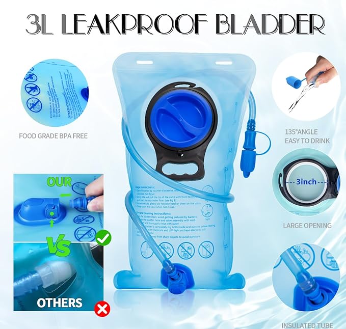 CITCAR Hydration Pack, Water Backpack with 3L Hydration Bladder Lightweight Insulation, Festival Essential, Rave Hydration Backpack, Hydropack Backpack for Rave, Hiking, Biking, Festival Gear