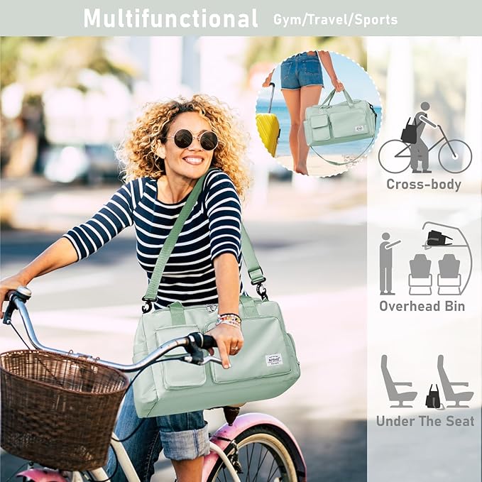 NPBAG Women Travel Duffel, Multi Functional Large Expandable Weekender Carry-on Tote, Gym Workout Overnight Bag, Mommy Hospital Bag for Labor and Delivery