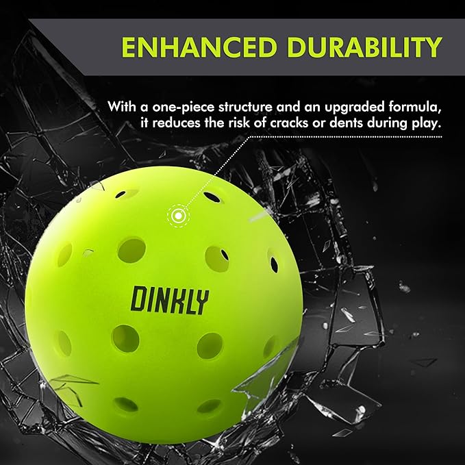 Pickleball Balls, Outdoor Pickleballs USAPA Approved, Enhanced Durability Pickle Ball with Roto-Molded & Seamless Design, 40 Holes Green Pickleballs for Beginners Professionals