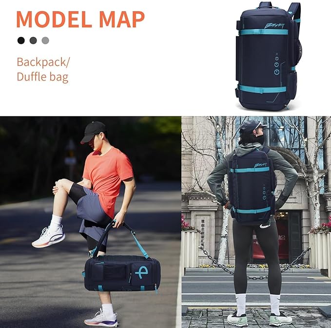 BE SMART 40L Extra Large Gym Backpack for Men, Big Gym Bag with Shoes Compartment, Waterproof Heavy Duty Duffel Bags, Men's Workout Backpacks for Outdoor Sport,Hiking,Camping,Travel