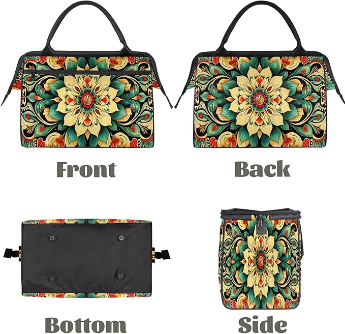 Travel Duffle Bag, Ethnic Mandala Floral Overnight Weekender Tote Bag for Women Men Waterproof Carry On Luggage with Zipper Lightweight Sport Gym Bag for Traveling Yoga Camping Traveling Gifts