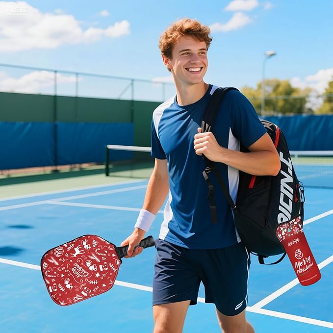 Pickleball Ball Holder - 1 Pc Pickle Ball Storage Bag, Portable Tennis Pouch with Hook for Fence, Premium Neoprene Material Bottle Holder, Pickleball Accessory Black Red Green Yellow Color