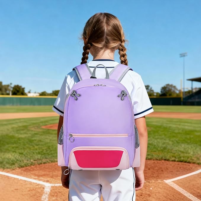 2025 Youth Baseball & Softball Bag | Ultra-Light Tball Backpack with Shoe Compartment & Helmet Holder | Skin-Soft Fabric