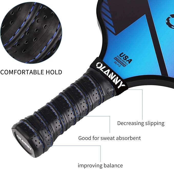 Graphite Pickleball Paddles Set- Premium Rackets Fiber Face & Polymer Honeycomb Core Pickleball Set Includes Pickleball Paddles + Pickleball Balls+ Replacement Soft Grip + 1 Bag