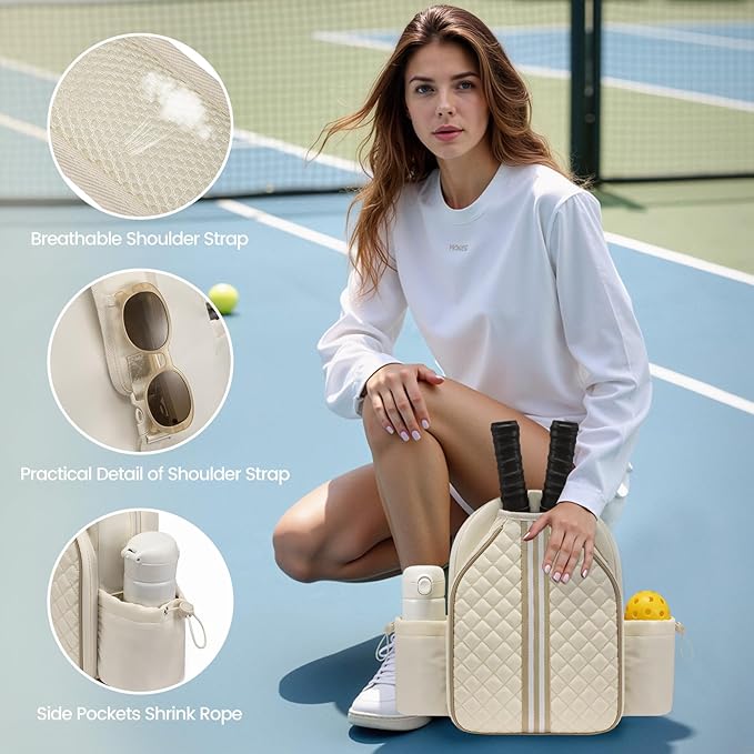 Sucipi Pickleball Bags for Women Lightweight Crossbody and Stylish Quilted Pickleball Paddle Sling Bag Backpack
