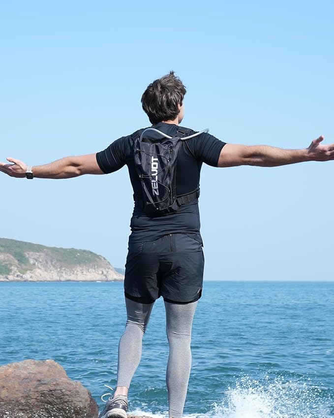 Zelvot Running Vest with 2L Water Bladder, Hydration Backpack, USA Original Patent, Lightweight Hydration Pack with Gear Holder, Reflective Chest Pack for Men Women for Marathon