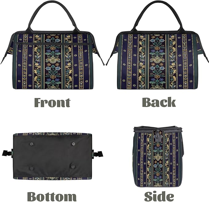 Travel Duffle Bag, Carpet Flower Pattern Aztec Overnight Weekender Tote Bag for Women Men Waterproof Carry On Luggage with Zipper Lightweight Sport Gym Bag for Traveling Yoga Camping Traveling Gifts