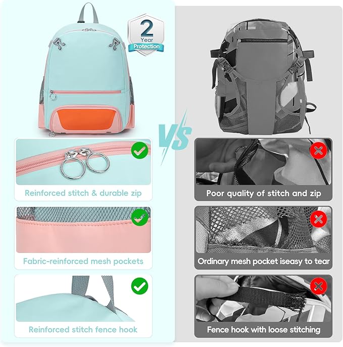 2025 Youth Baseball & Softball Bag | Ultra-Light Tball Backpack with Shoe Compartment & Helmet Holder | Skin-Soft Fabric