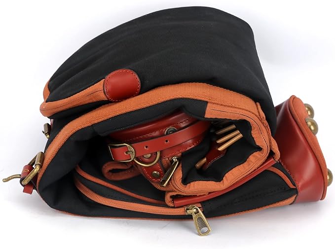 Tourbon Vintage Golf Club Carry Bags Travel Case - Canvas and Leather