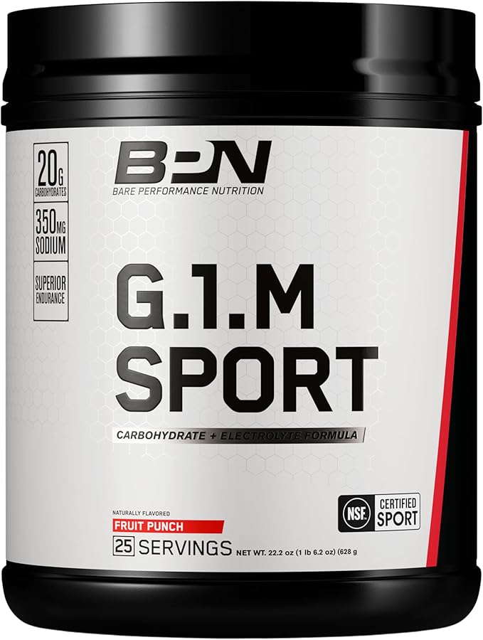 BARE PERFORMANCE NUTRITION, BPN G.1.M Go One More Sport, Endurance Training Fuel, Superior Carbohydrate & Electrolytes Powder Formula, Reduce Fatigue, Fruit Punch, 25 Servings