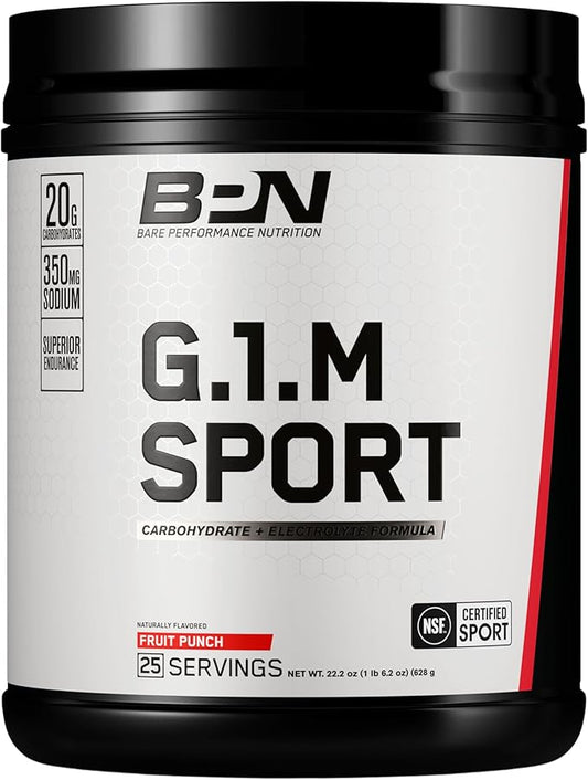 BARE PERFORMANCE NUTRITION, BPN G.1.M Go One More Sport, Endurance Training Fuel, Superior Carbohydrate & Electrolytes Powder Formula, Reduce Fatigue, Fruit Punch, 25 Servings