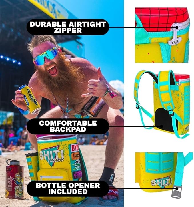 SHITI Coolers Cooler for Camping, Travel, Beach, Soft Lunch Box for Food, Drinks & Ice, Portable, Waterproof 24 Hr Insulated Bag with Shoulder Straps, Customizable