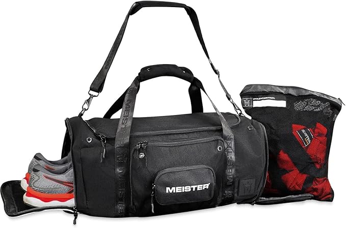 Meister Brawler Gym Bag for Fighters w/Zip-Out Wash Bag & Shoe Locker