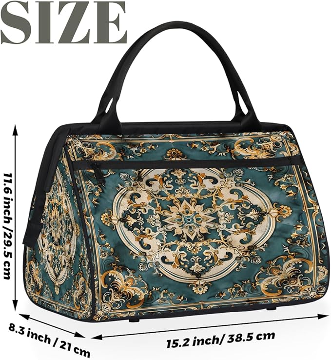 Travel Duffle Bag, Carpet Flowers Pattern Overnight Weekender Tote Bag for Women Men Waterproof Carry On Luggage with Zipper Lightweight Sport Gym Bag for Traveling Yoga Camping Traveling Gifts