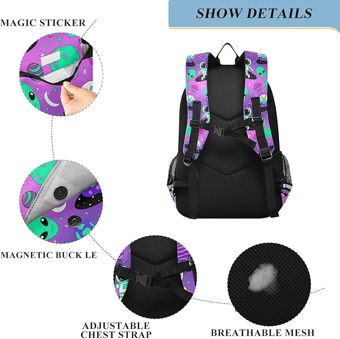 Cute Astronauts Alien Space Laptop Backpack Purse for Women Men School Bag 17 Inch Bookbag Student Boys Girls Travel Casual Daypack