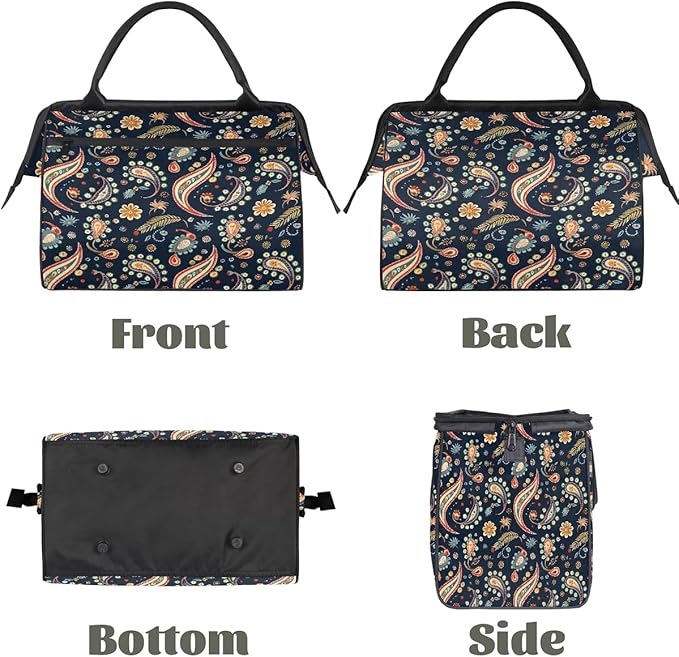 Travel Duffle Bag, Ethnic Paisley Flower Overnight Weekender Tote Bag for Women Men Waterproof Carry On Luggage with Zipper Lightweight Sport Gym Bag for Traveling Yoga Camping Traveling Gifts