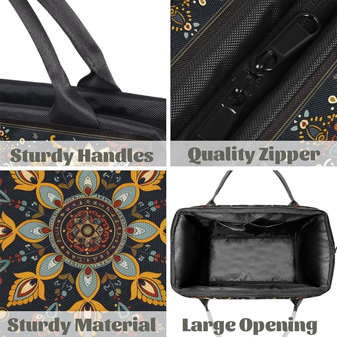 Travel Duffle Bag, Ethnic Aztec Flower Overnight Weekender Tote Bag for Women Men Waterproof Carry On Luggage with Zipper Lightweight Sport Gym Bag for Traveling Yoga Camping Traveling Gifts