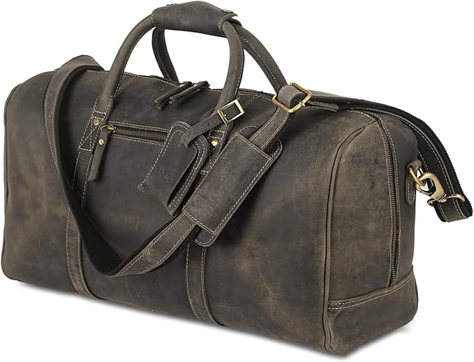 Leather Travel Duffle Bags for Men and Women cabin friendly Weekend Bag Sports Gym airplane carry on overnight duffel