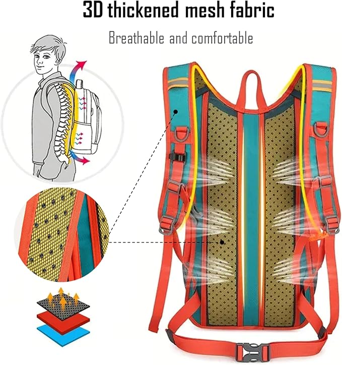 AUUEYY Lightweight Cycling Hydration Backpack,Large Capacity Pack for Travel,Hiking,Climbing,Skiing,Running Daypack for Men Women (Orange)