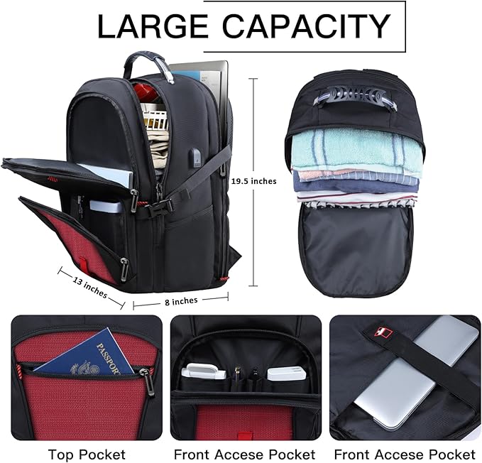 ANTERK Extra Large Backpack, Travel Laptop Backpack, Sturdy TSA Water Resistant 17.3 Inch Carry on Backpacks with USB Port, Anti Theft Business Computer Backpacks Gifts for Men Women, Red