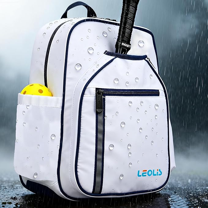 Pickleball Backpack, 30L Pickleball Bag Waterproof Large 3-Racket Tennis Sports Bag with Shoe Compartment & Insulated Pocket, Paddle Holder, Premium Sturdy Durable Bag for Men & Women (White)