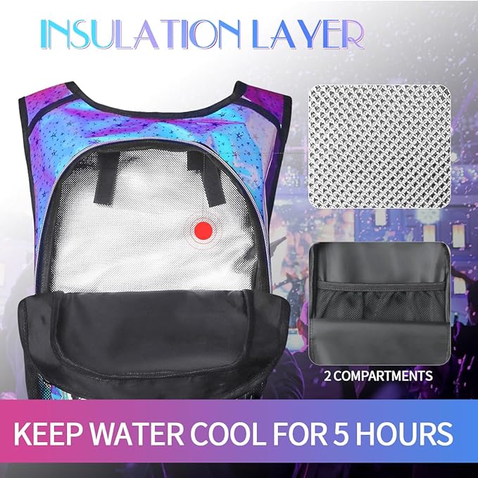 CITCAR Hydration Pack, Water Backpack with 3L Hydration Bladder Lightweight Insulation, Festival Essential, Rave Hydration Backpack, Hydropack Backpack for Rave, Hiking, Biking, Festival Gear