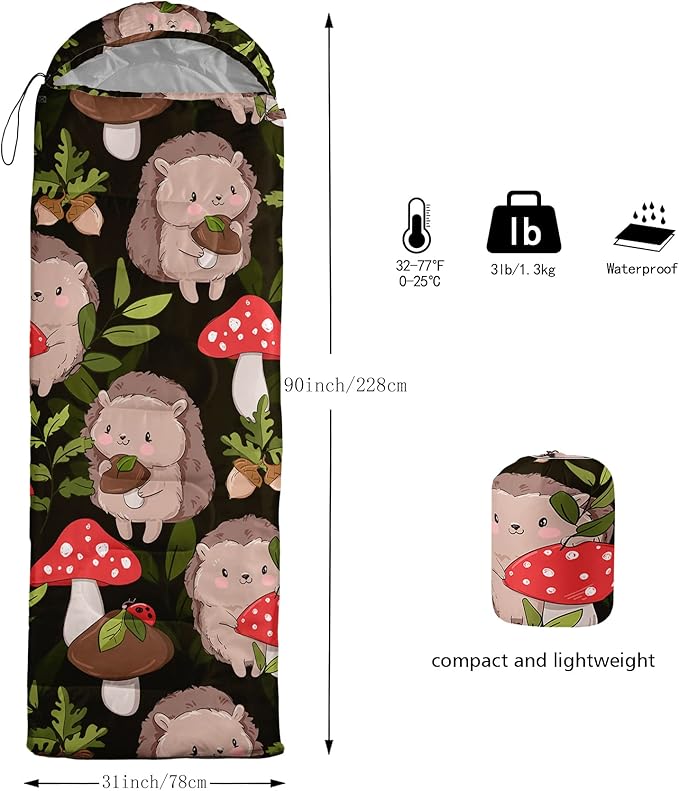 QOOMO Camping Sleeping Bags,3 Season Warm & Cool Weather,Lightweight,Waterproof Sleeping Bags for Adults & Kids,Traveling,and Outdoors,Camping Gear Equipment