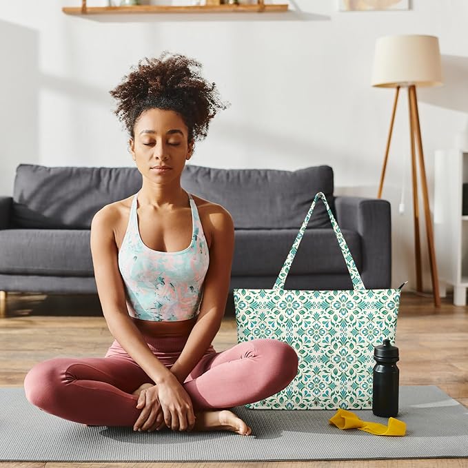 Adalore Women's Yoga Bag with Yoga Mat Carrier - Large Mat Pocket Fitness Tote for Pilates, Gym, Travel, Office & Beach