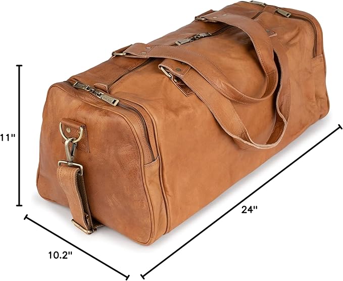 Berliner Bags Vintage Genuine Leather Duffle Bag Bergen for Travel or the Gym, Weekender, Travel Bag, Overnight Bag for Men and Women - Brown