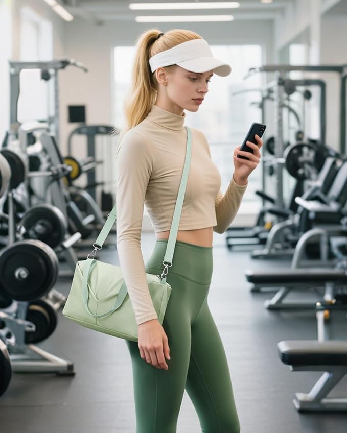 Ceneda Small Gym Bag for Women, 12 inch Mini Gym Bag with Wet Pocket, Lightweight Tote for Gym, Sport, Workout - Green